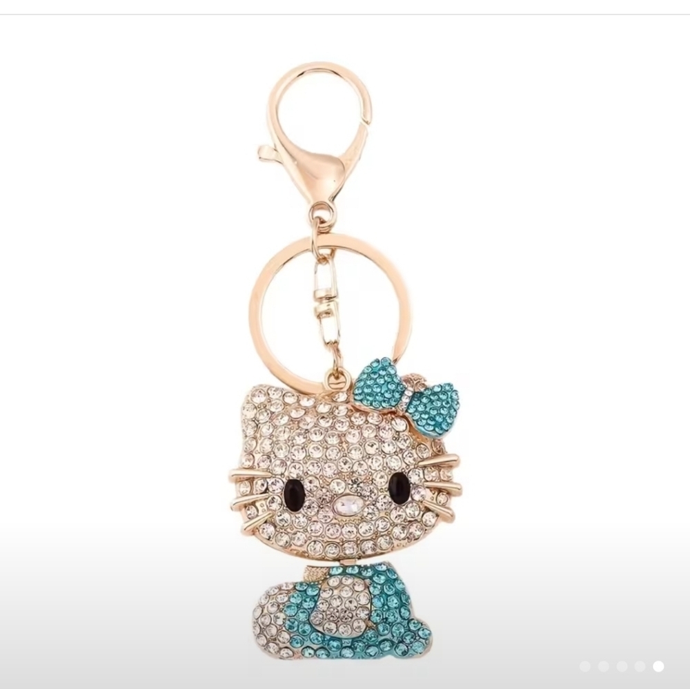 🆕️🐱 HELLO KITTY RHINESTONE BAG CHARM KEY CHAIN - BLUE 🐱